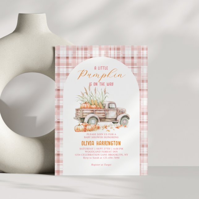 Invitación Chica de Camión de Calabaza Rosada Baby Shower (Subido por el creador)