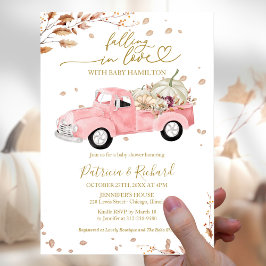 Invitación Chica de Camión Rosa cayendo en el amor Baby Showe