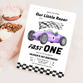 Invitación Chica de Carreras de cumpleaños de Fast One Race C
