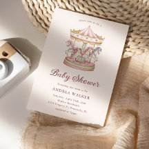 Chica de carrusel rosa pastel Baby Shower