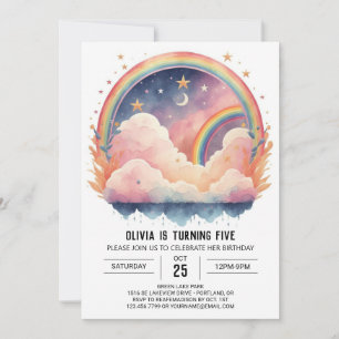 Invitación Chica de Celestial Girly Clouds
