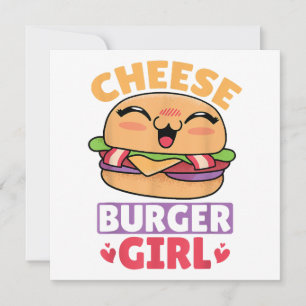 Invitación Chica de Cheeseburger, Mujeres Hamburguesas y Chee