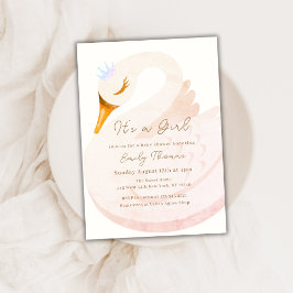 Invitación Chica de cisnes de princesa minimalista Baby Showe