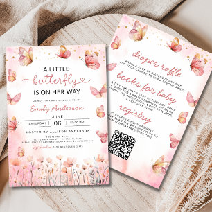 Invitación Chica de código QR todo rosado en Baby Shower
