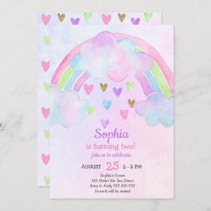 Invitación Chica de color arcoiris Cumpleaños