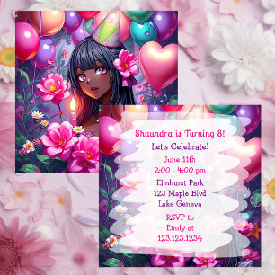Invitación Chica de color con tema anime