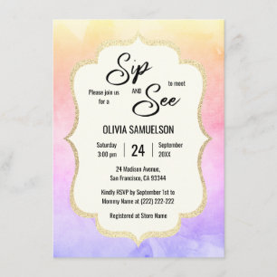 Invitación Chica de color de agua Boy BABY SIP y VEA FOTO