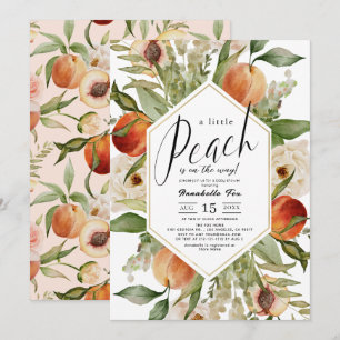 Invitación Chica de color de agua floral Little Peach Baby Sh