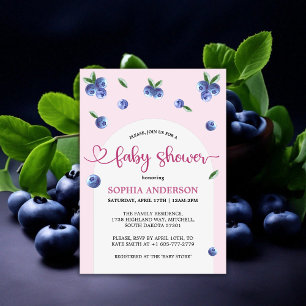 Invitación Chica de color dulce de arándano azul Baby Shower