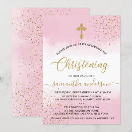 Invitación Chica De Color Oro Y Color De Agua Rosa