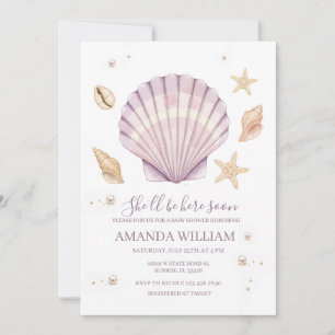 Invitación Chica de concha rosa Baby Shower