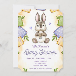 Invitación Chica de Conejo Conejo Conejo Cute Baby Shower