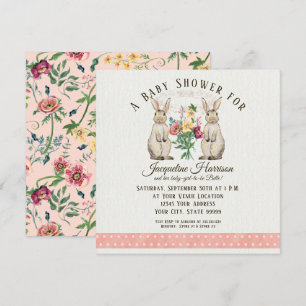Invitación Chica de conejo de hadas de Woodland cuadrado Baby