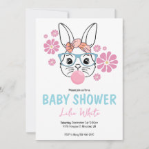 Chica de conejo floral rosa Baby Shower personaliz