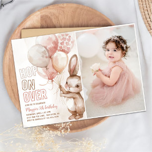 Invitación Chica de conejo lindo fiesta de cumpleaños foto ro