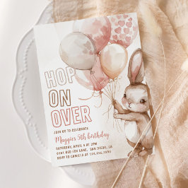 Invitación Chica de conejo lindo fiesta de cumpleaños rosado