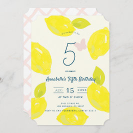 Invitación Chica de control de limón y rosa pintado a mano Cu