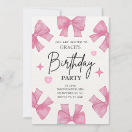 Invitación Chica de coqueta rosa de la fiesta de cumpleaños d