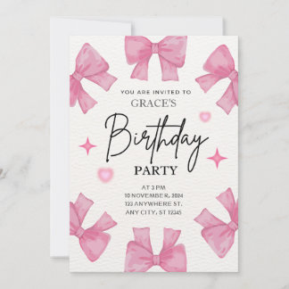 Invitación Chica de coqueta rosa de la fiesta de cumpleaños d