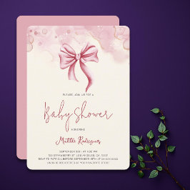 Invitación Chica de Coquette de Bow Rosado