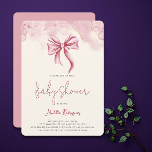 Invitación Chica de Coquette de Bow Rosado