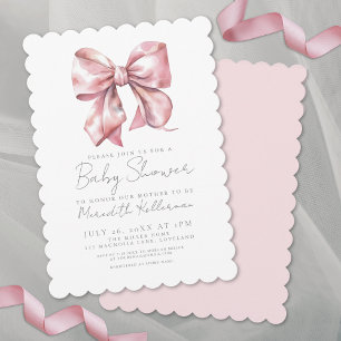 Invitación Chica de Coquette Elegante Bow Rosa Baby Shower