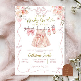 Invitación Chica de Coquette Rosa Ropa de Bebé Baby Shower