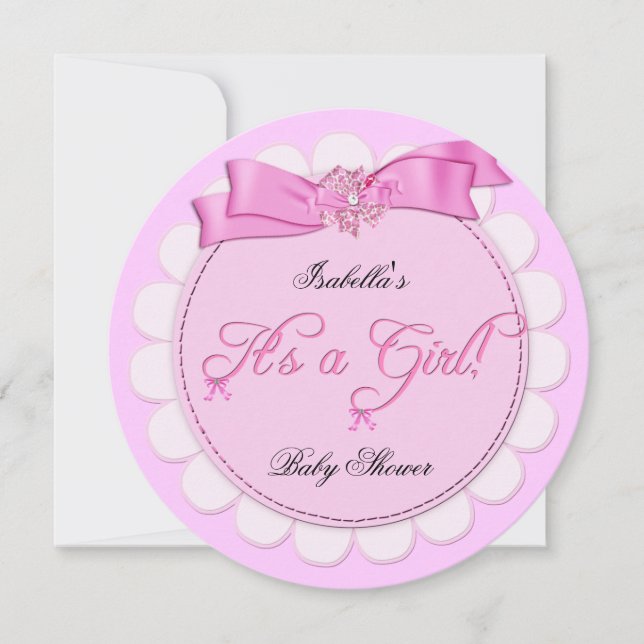Invitación Chica de corte Chica rosa Baby Shower (Anverso)