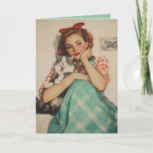 Invitación Chica de cosecha con gato
