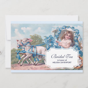 Invitación Chica de cosecha en Carrito con té nupcial de lamb