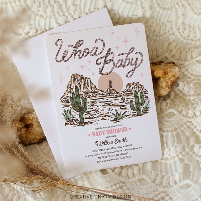 Invitación Chica de Cowgirl Occidental ¡Guau Baby Shower (Subido por el creador)