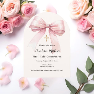 Invitación Chica de crema de arco rosado Primer arco de la co