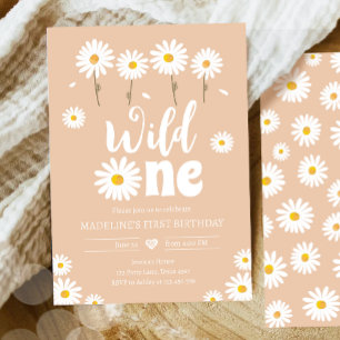 Invitación Chica de Crema de Arena Salvaje de Un Daisy Boho P