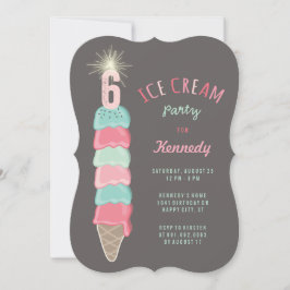 Invitación Chica de Crema de Hielo Rosado invitada por fiesta