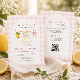 Invitación Chica de cuadros con limón para baby shower todo e