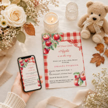 Chica de cuadros rojos de manzana Baby Shower