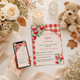 Invitación Chica de cuadros rojos de manzana Baby Shower