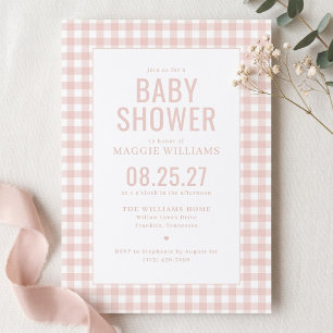 Invitación Chica de cuadros rosados Baby Shower