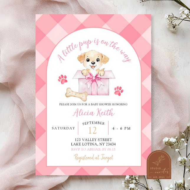 Invitación Chica de cuadros rosados Baby Shower (Subido por el creador)
