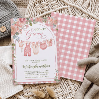 Invitación Chica de cuadros rosados de cosecha propia Baby Sh
