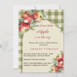 Invitación Chica de cuadros verdes manzana Fiesta de Baby Sho