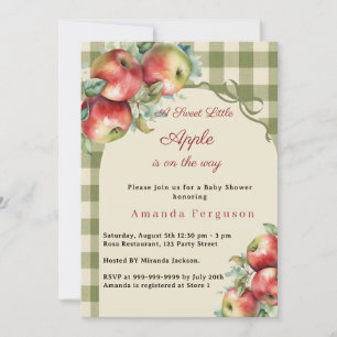 Invitación Chica de cuadros verdes manzana Fiesta de Baby Sho