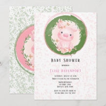 Chica de cuidado de cerdo rosa Baby Shower