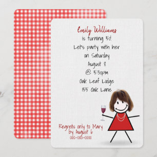 Invitación Chica de cumpleaños 50 con vino
