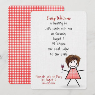 Invitación Chica de cumpleaños 60 con vino