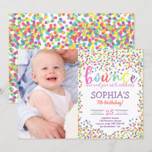 Invitación Chica de cumpleaños con foto de la onza arcoiris c