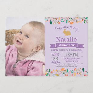 Invitación Chica de cumpleaños conejo Huevo de Pascua primer 