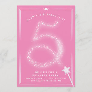 Invitación Chica de cumpleaños de 5 años de la Princesa