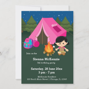 Invitación Chica de cumpleaños de camping