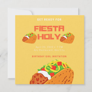 Invitación Chica de cumpleaños de Fiesta Holy Guacamole 